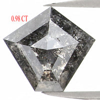 Natural Loose Pentagon Salt And Pepper Diamond Black Grey Color 0.98 CT 7.00 MM Pentagon Rose Cut Diamond KDL1222