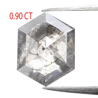 0.90 CT Hexagon Cut Diamond, Salt and Pepper Diamond, Natural Loose Diamond, Black Diamond, Grey Diamond, Rustic  Rose Cut Diamond KDL9970