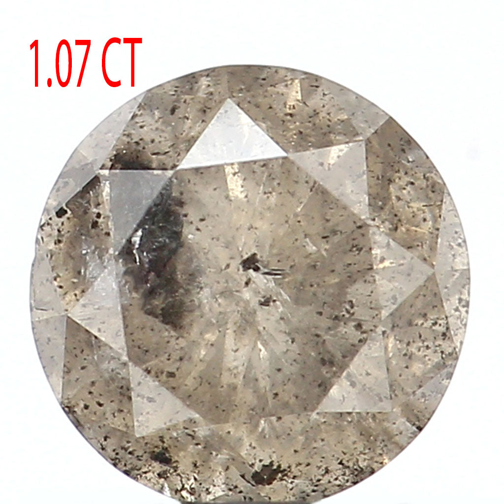1.07 CT Natural Loose Round Shape Diamond Salt And Pepper Round Diamond 6.35 MM Natural Black Grey Color Round Brilliant Cut Diamond LQ9470