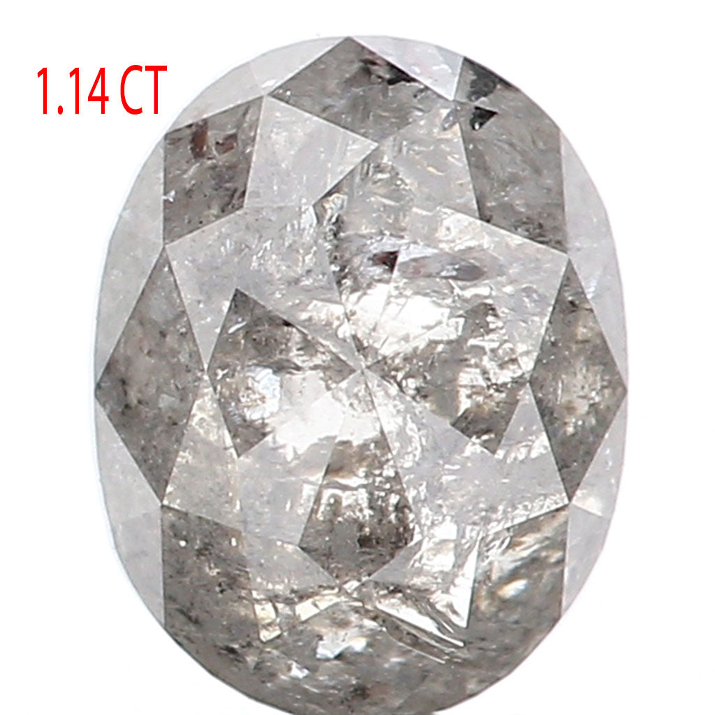 1.14 CT Natural Loose Oval Shape Diamond Salt And Pepper Oval Rose Cut Diamond 6.80 MM Black Grey Color Oval Shape Rose Cut Diamond QL323