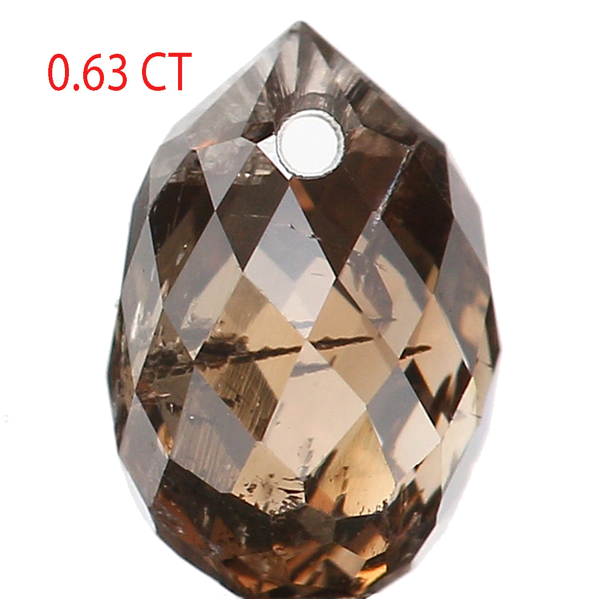 0.63 Ct Natural Loose Briolette Shape Diamond Brown Color Drop Diamond 5.55 MM Natural Loose Brown Color Briolette Rose Cut Diamond KQ2248