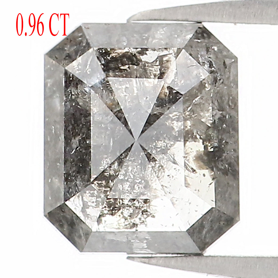0.96 CT Natural Loose Emerald Shape Diamond Salt And Pepper Emerald Shape Diamond 6.25 MM Black Grey Color Emerald Rose Cut Diamond QL1205