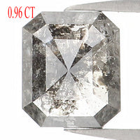 Natural Loose Emerald Salt And Pepper Diamond Black Grey Color 0.96 CT 6.25 MM Emerald Shape Rose Cut Diamond KDL1205