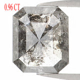 Natural Loose Emerald Salt And Pepper Diamond Black Grey Color 0.96 CT 6.25 MM Emerald Shape Rose Cut Diamond KDL1205