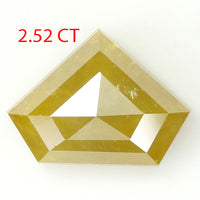 2.52 Ct Natural Loose Diamond, Shield Cut Diamond, Yellow Color Diamond, Rose Cut Diamond, Real Rustic Diamond, Antique Diamond KDL9615