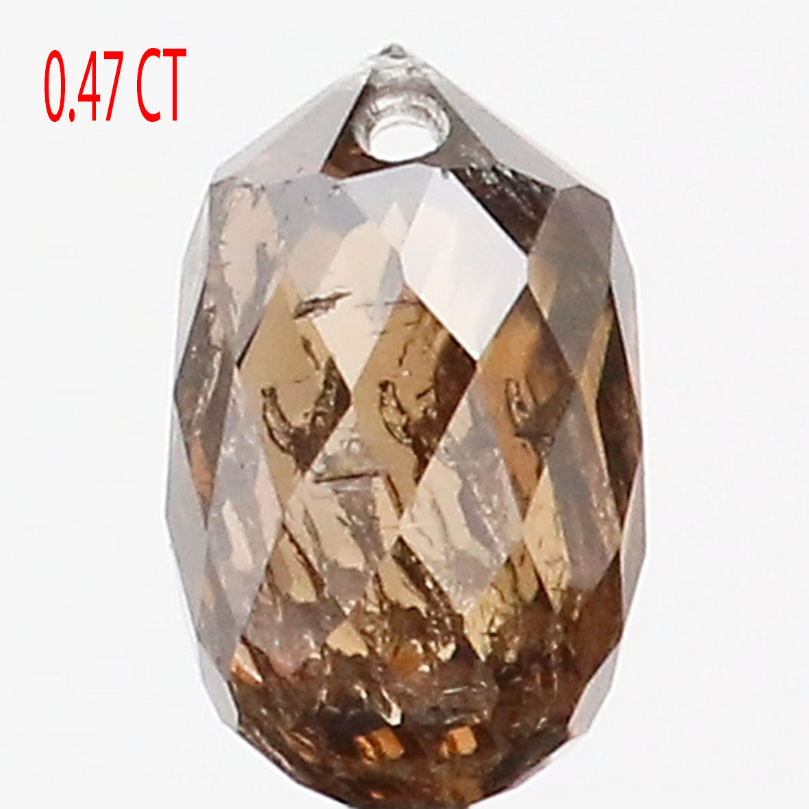 0.47 Ct Natural Loose Briolette Shape Diamond Brown Color Drop Diamond 5.10 MM Natural Loose Brown Color Briolette Rose Cut Diamond LQ9252