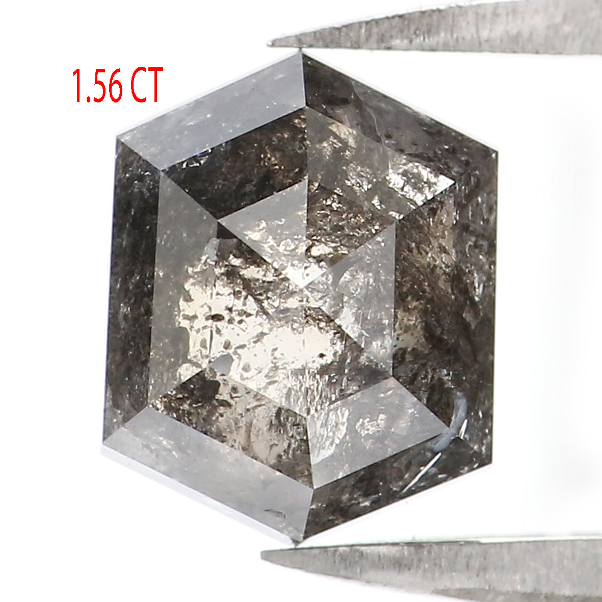 1.56 CT Natural Loose Hexagon Shape Diamond Salt And Pepper Hexagon Shape Diamond 7.85 MM Black Grey Color Hexagon Rose Cut Diamond LQ1539