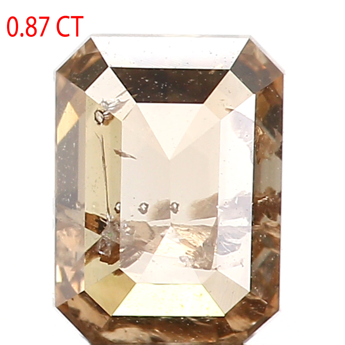 0.87 Ct Natural Loose Diamond, Emerald Cut Diamond, Brown Diamond, Polished Diamond, Rose Cut Diamond, Rustic Diamond, Antique Diamond KDL060