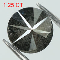 1.25 Ct Natural Loose Diamond Round Black Grey Salt And Pepper Color I3 Clarity 6.40 MM KDL8301