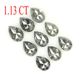 Natural Loose Pear Salt And Pepper Diamond Black Grey Color 1.13 CT 3.60 MM Pear Shape Rose Cut Diamond KDL1284