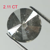 2.11 Ct Natural Loose Diamond Round Black Grey Salt And Pepper Color I3 Clarity 7.50 MM KDK1991