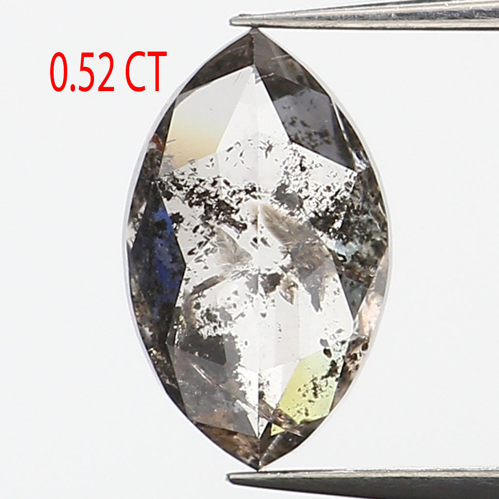 0.52 CT Natural Loose Marquise Shape Diamond Salt And Pepper Marquise Rose Cut Diamond 6.80 MM Black Grey Color Marquise Cut Diamond QL9677
