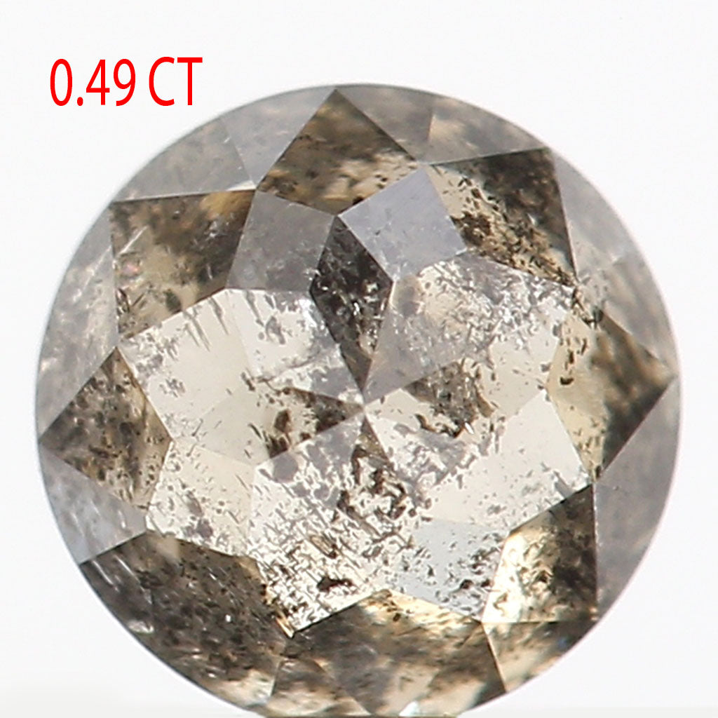 0.49 Ct Natural Loose Round Rose Cut Diamond Salt And Pepper Round Shape Diamond 4.50 MM Natural Black Grey Round Rose Cut Diamond LQ9813