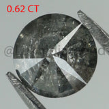 0.62 Ct Natural Loose Diamond Round Black Grey Salt And Pepper Color I3 Clarity 4.80 MM KDL8460