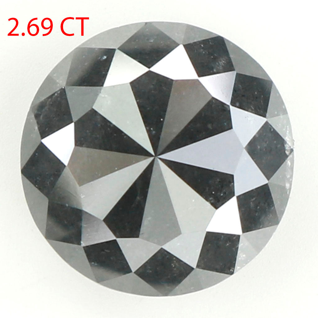 2.69 Ct Natural Loose Round Rose Cut Diamond Black Color Rose Cut Diamond 9.00 MM Natural Loose Diamond Black Round Rose Cut Diamond QL180