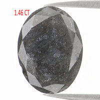 Natural Loose Oval Salt And Pepper Diamond Black Grey Color 1.46 CT 8.30 MM Oval Shape Rose Cut Diamond L1129