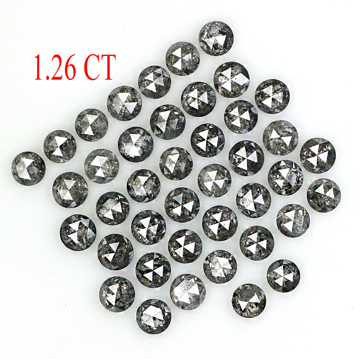 1.26 Ct Natural Loose Round Cut Diamond Salt And Pepper Diamond 1.80 MM Natural Loose Diamond Black Grey Color Round Rose Cut Diamond LQ1418