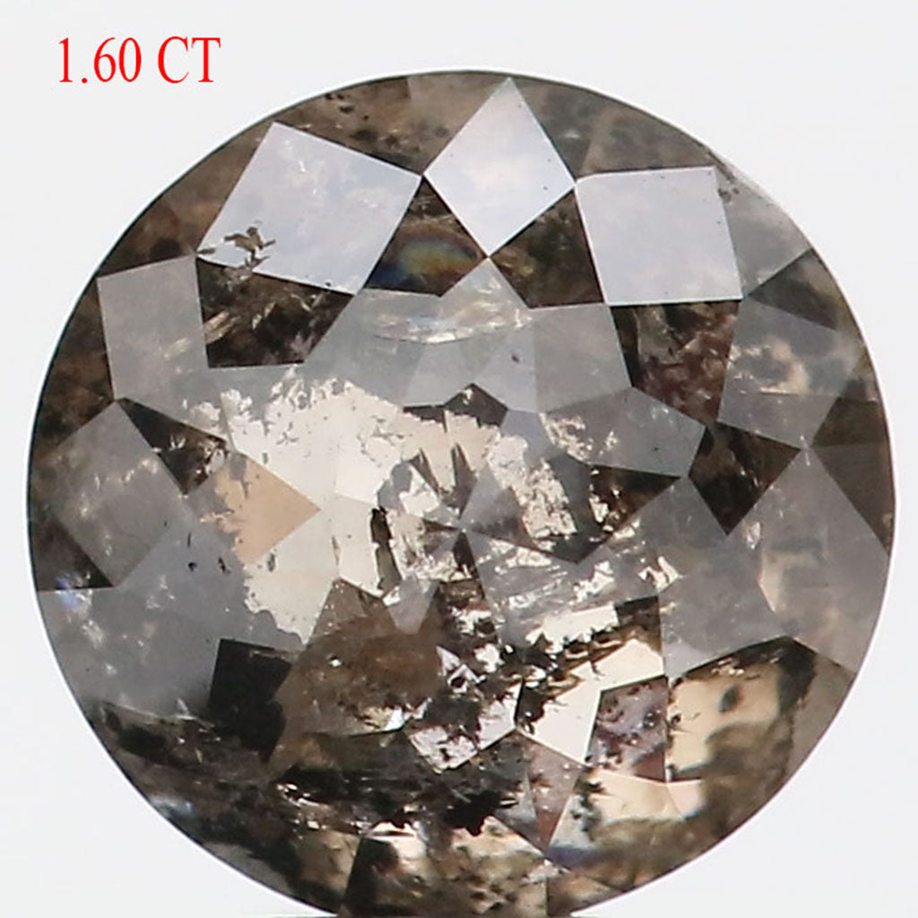 1.60 CT Natural Loose Round Rose Cut Diamond Salt And Pepper Round Diamond 7.05 MM Natural Loose Brown Color Round Rose Cut Diamond QL9058