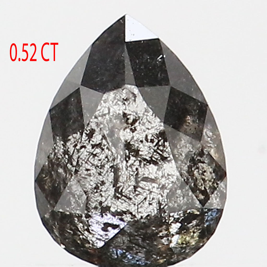 0.52 Ct Natural Loose Pear Shape Diamond Salt And Pepper Pear Cut Diamond 5.55 MM Natural Black Grey Diamond Pear Rose Cut Diamond LQ9020