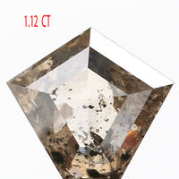 1.12 CT Natural Loose Diamond, Pentagon Cut Diamond, Salt And Pepper Diamond, Black Gray Diamond, Pentagon Shape, Rose Cut Diamond KDL9089