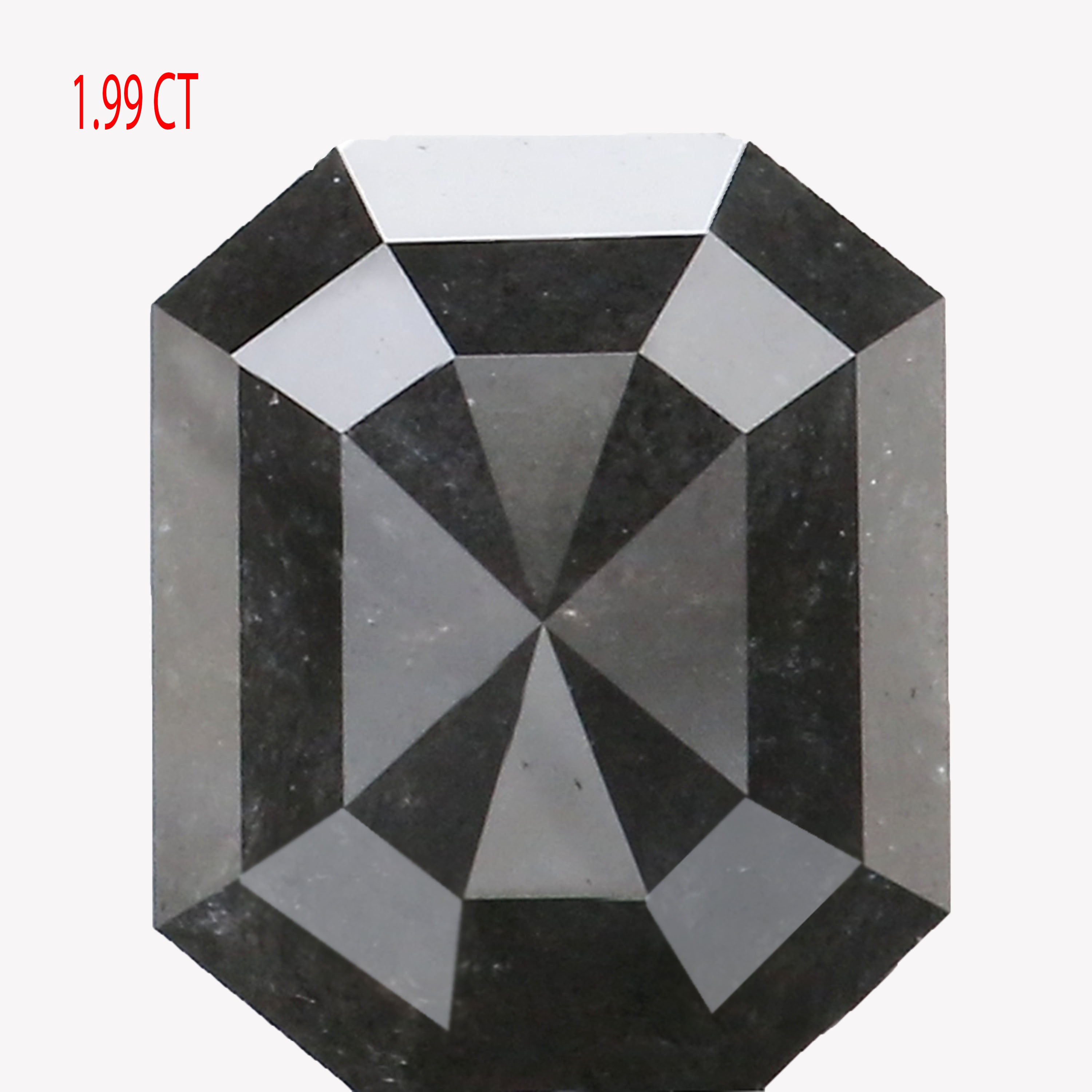 1.99 CT Natural Loose Emerald Shape Diamond Salt And Pepper Emerald Diamond 7.55 MM Black Grey Color Emerald Shape Rose Cut Diamond QL9203