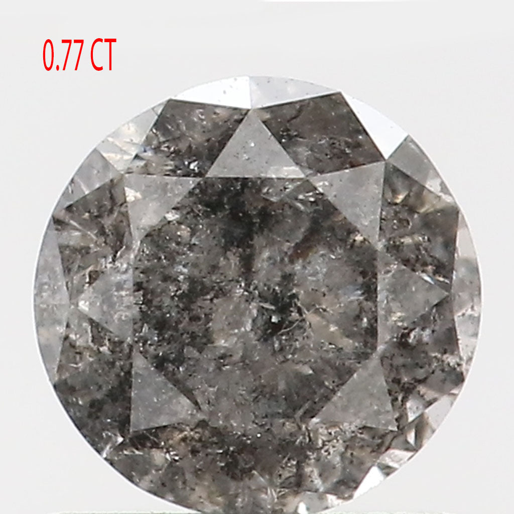 0.77 CT Natural Loose Round Shape Diamond Black Grey Color Round Cut Diamond 5.65 MM Salt And Pepper Round Brilliant Cut Diamond QL9333