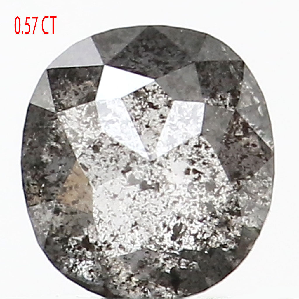 0.57 CT Natural Loose Oval Shape Diamond Salt And Pepper Oval Rose Cut Diamond 4.95 MM Natural Black Grey Color Oval Rose Cut Diamond QL9012