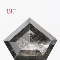 1.63 CT Natural Loose Diamond Shield Black Grey Salt And Pepper Color 7.25 MM KDL9263