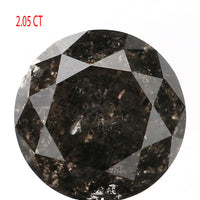2.05 CT Natural Loose Diamond Round Black Grey Salt And Pepper Color 7.85 MM KDL9209