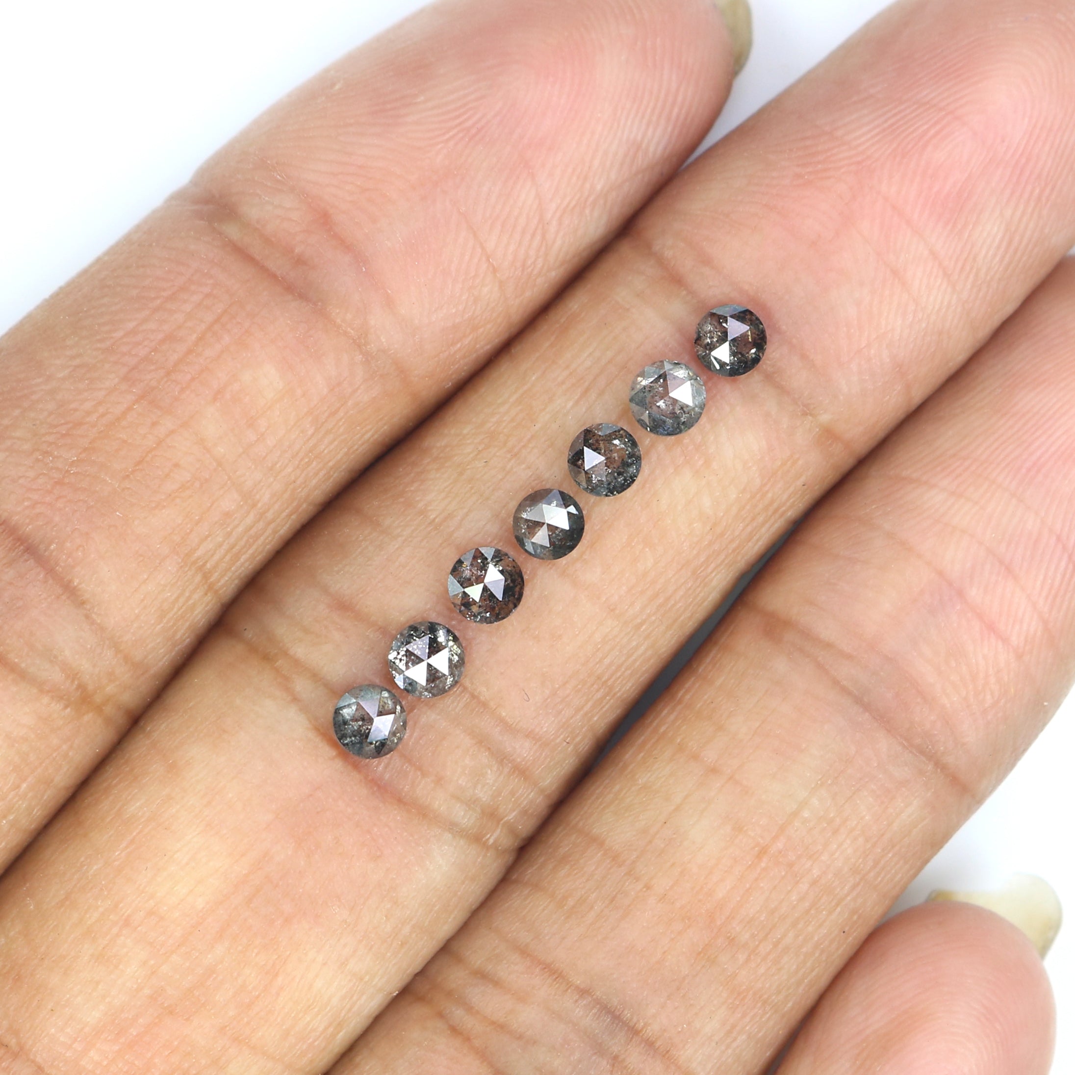 1.10 Ct Natural Loose Round Rose Cut Diamond Salt And Pepper Round Shape Diamond 3.30 MM Natural Black Grey Round Rose Cut Diamond LQ2782