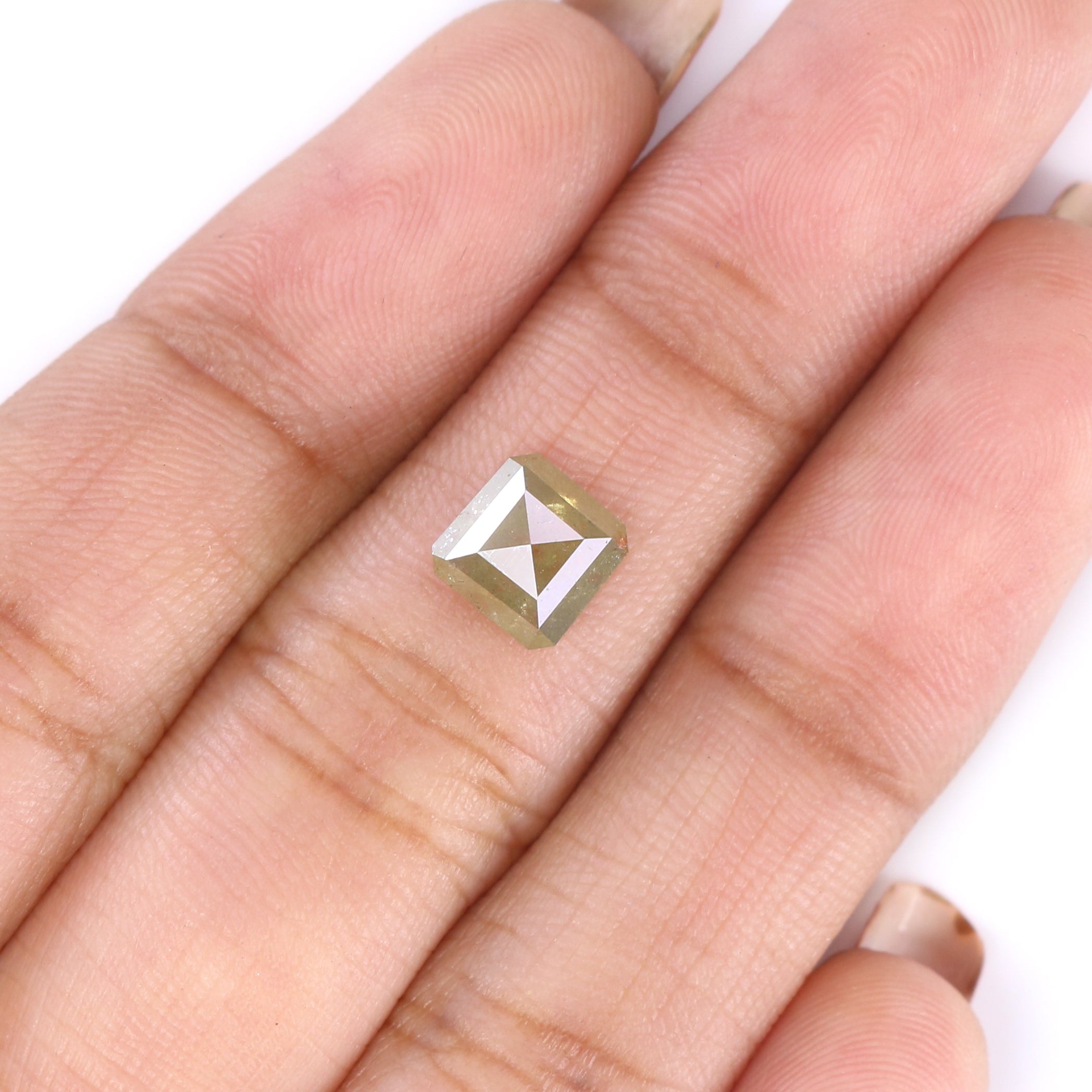 1.47 CT Natural Loose Radiant Shape Diamond Yellow Color Radiant Cut Diamond 6.40 MM Natural Grey Color Radiant Rose Cut Diamond LQ9427