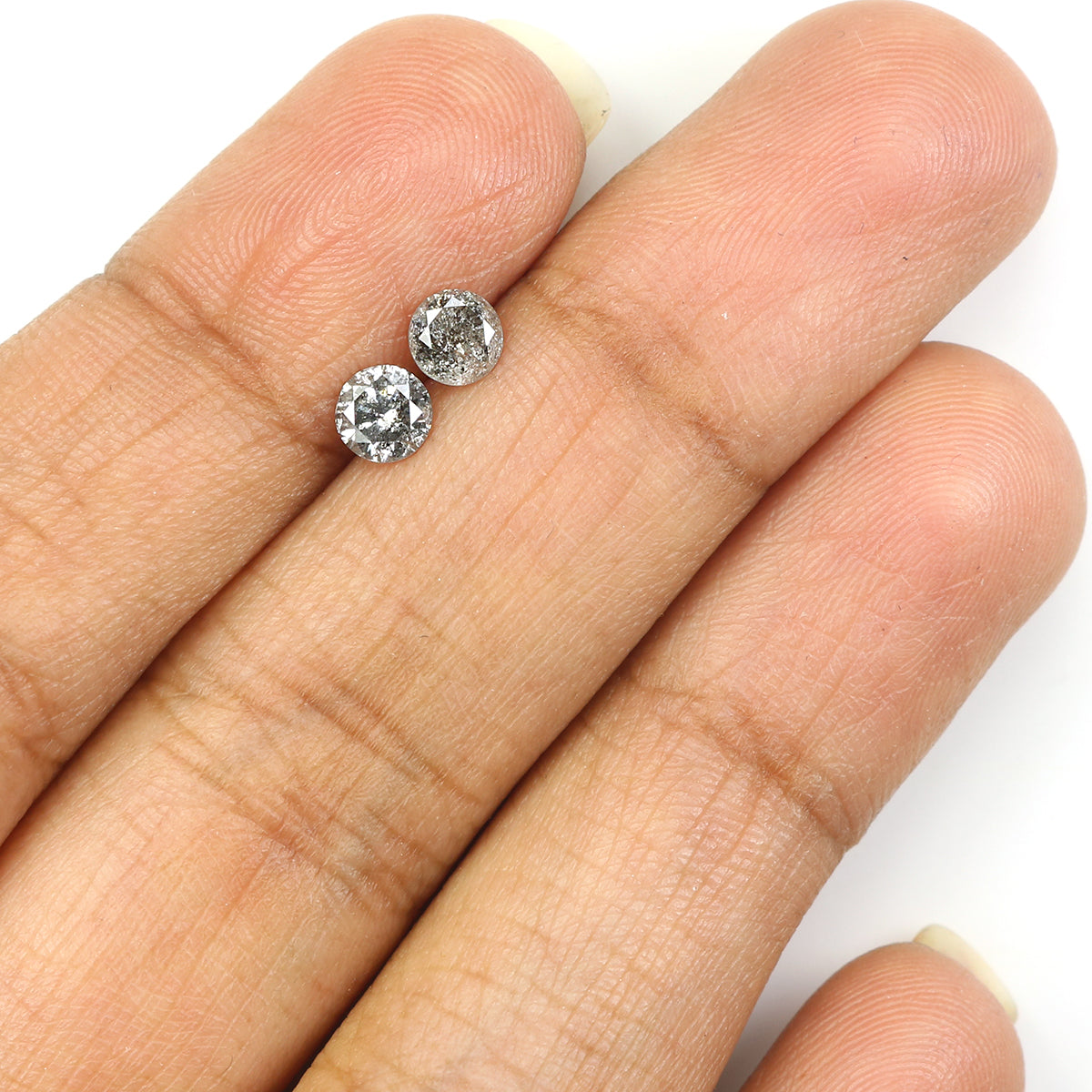 0.63 CT Natural Loose Round Cut Pair Diamond Salt And Pepper Round Shape Diamond 4.20 MM Black Grey Color Round Brilliant Cut Diamond QL1377