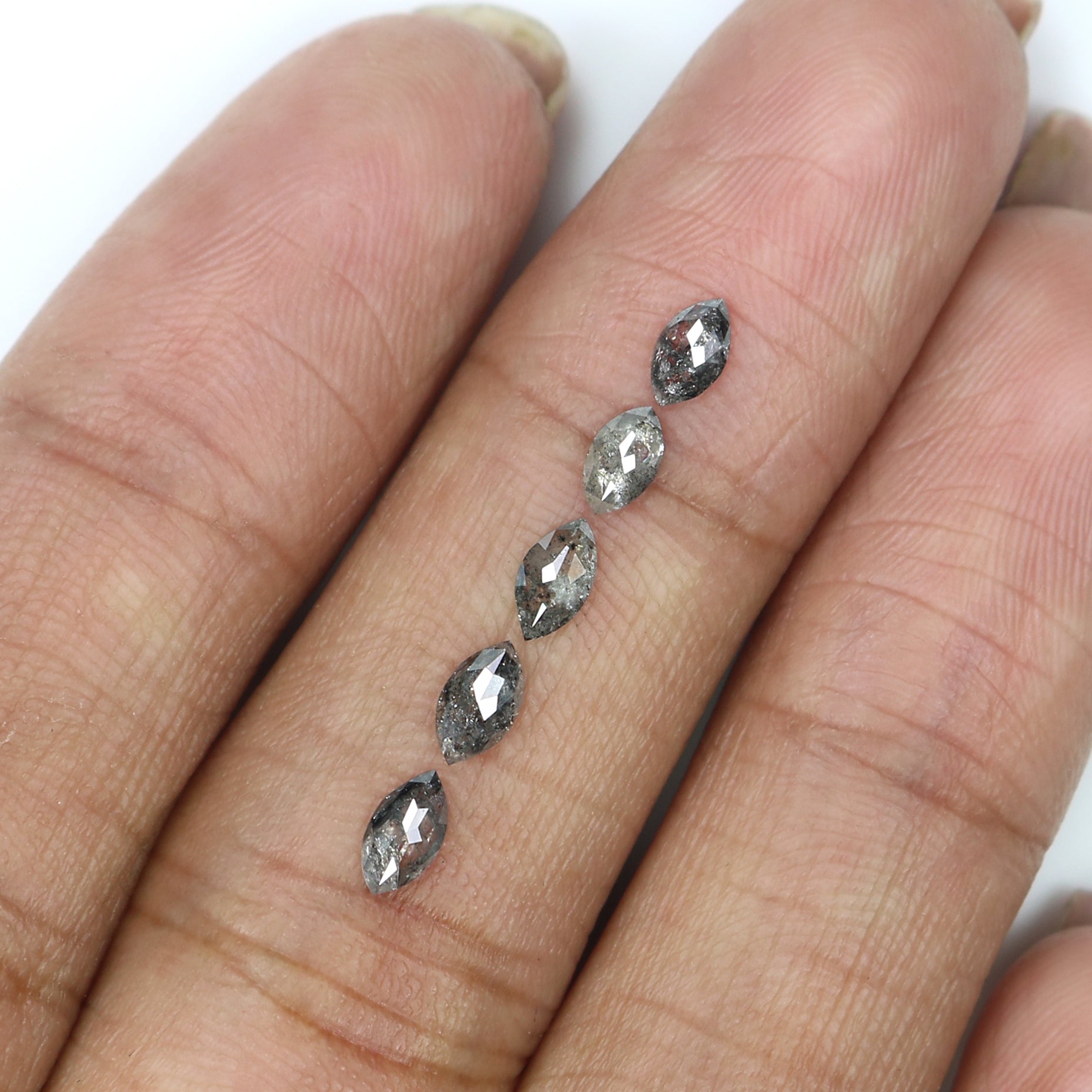 0.75 CT Natural Loose Marquise Shape Diamond Salt And Pepper Marquise Cut Diamond 5.25 MM Black Grey Color Marquise Rose Cut Diamond KQ2633
