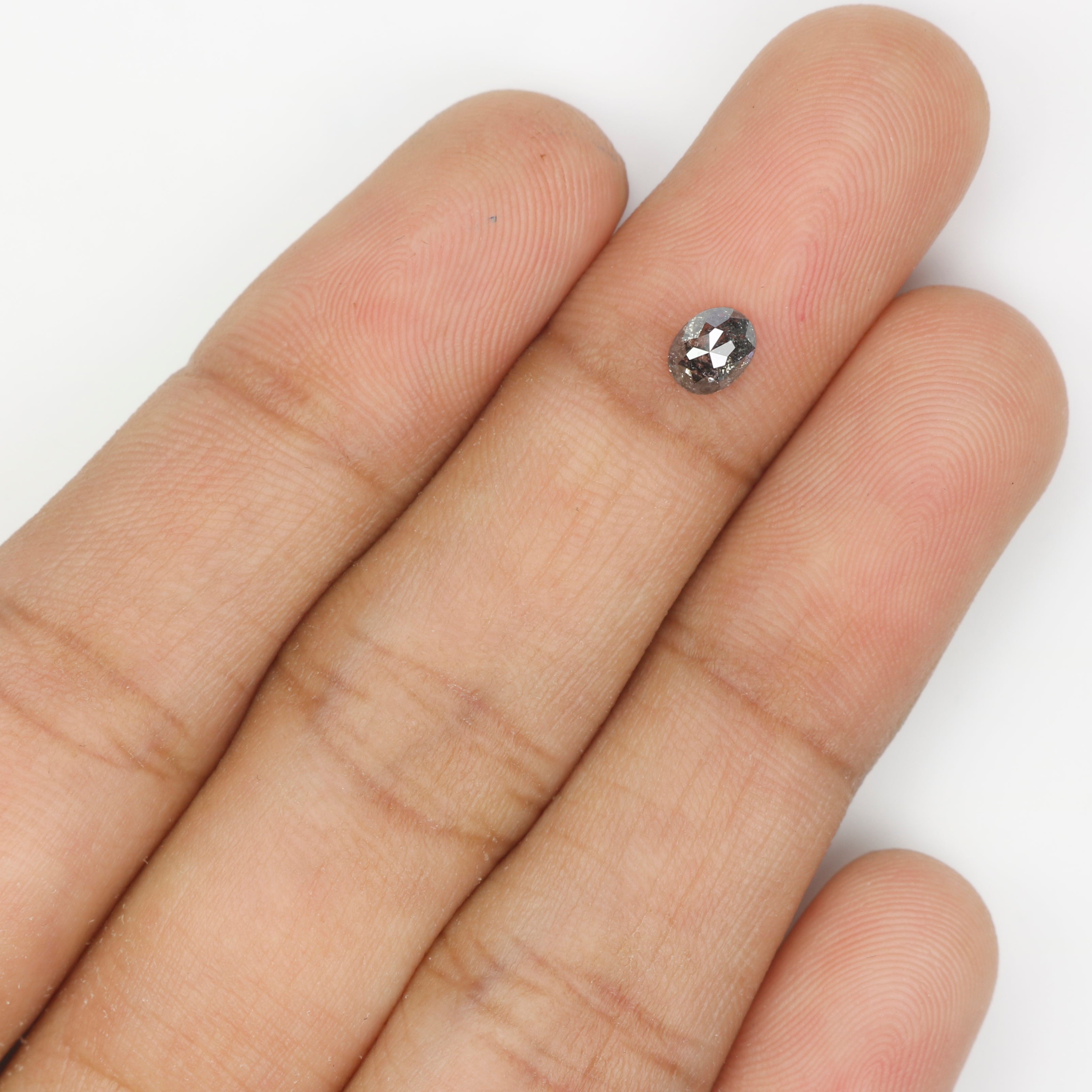 0.37 CT Natural Loose Oval Shape Diamond Salt And Pepper Oval Cut Diamond 4.80 MM Natural Loose Black Grey Color Oval Rose Cut Diamond LQ701