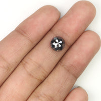 Natural Loose Round Rose Cut Salt And Pepper Diamond Black Grey Color 1.86 CT 7.50 MM Rose Cut Shape Diamond KDL1303