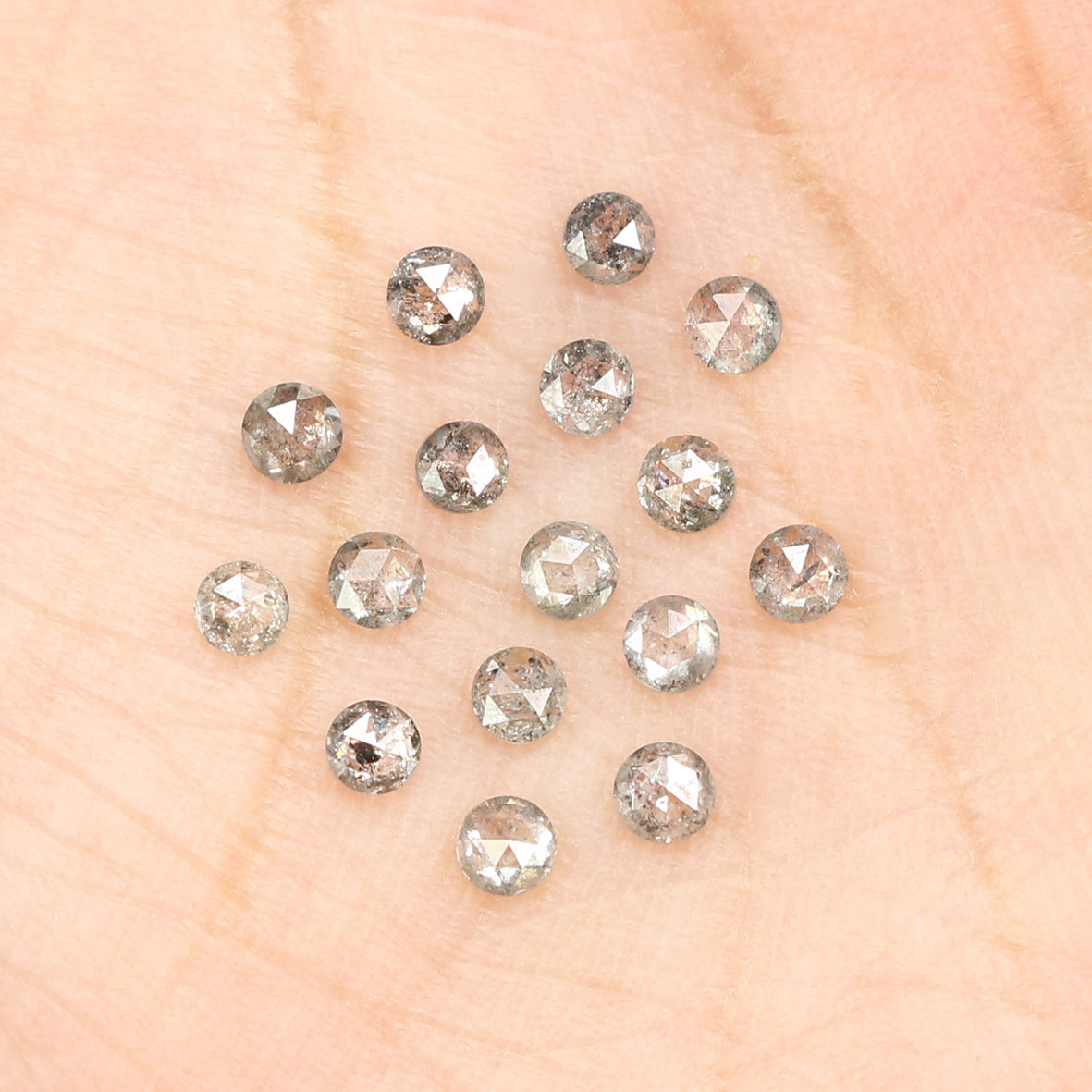 Natural Loose Rose Cut Salt And Pepper Diamond Black Grey Color 0.96 CT 2.30 MM Rose Cut Shape Diamond KDL1553