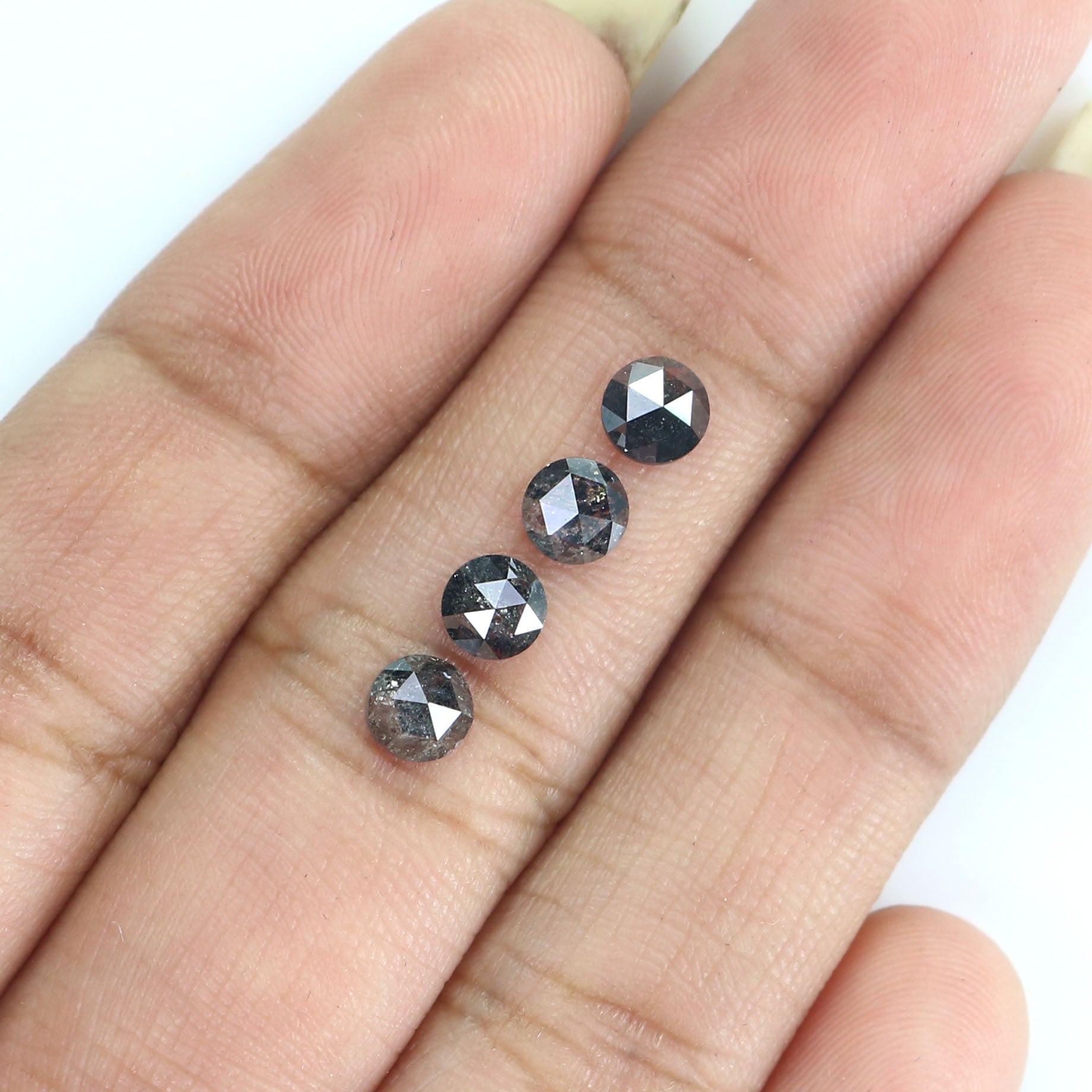 Natural Loose Round Rose Cut Salt And Pepper Black Grey Color Diamond 1.31 CT 4.28 MM Rose Cut Shape Diamond KR2553