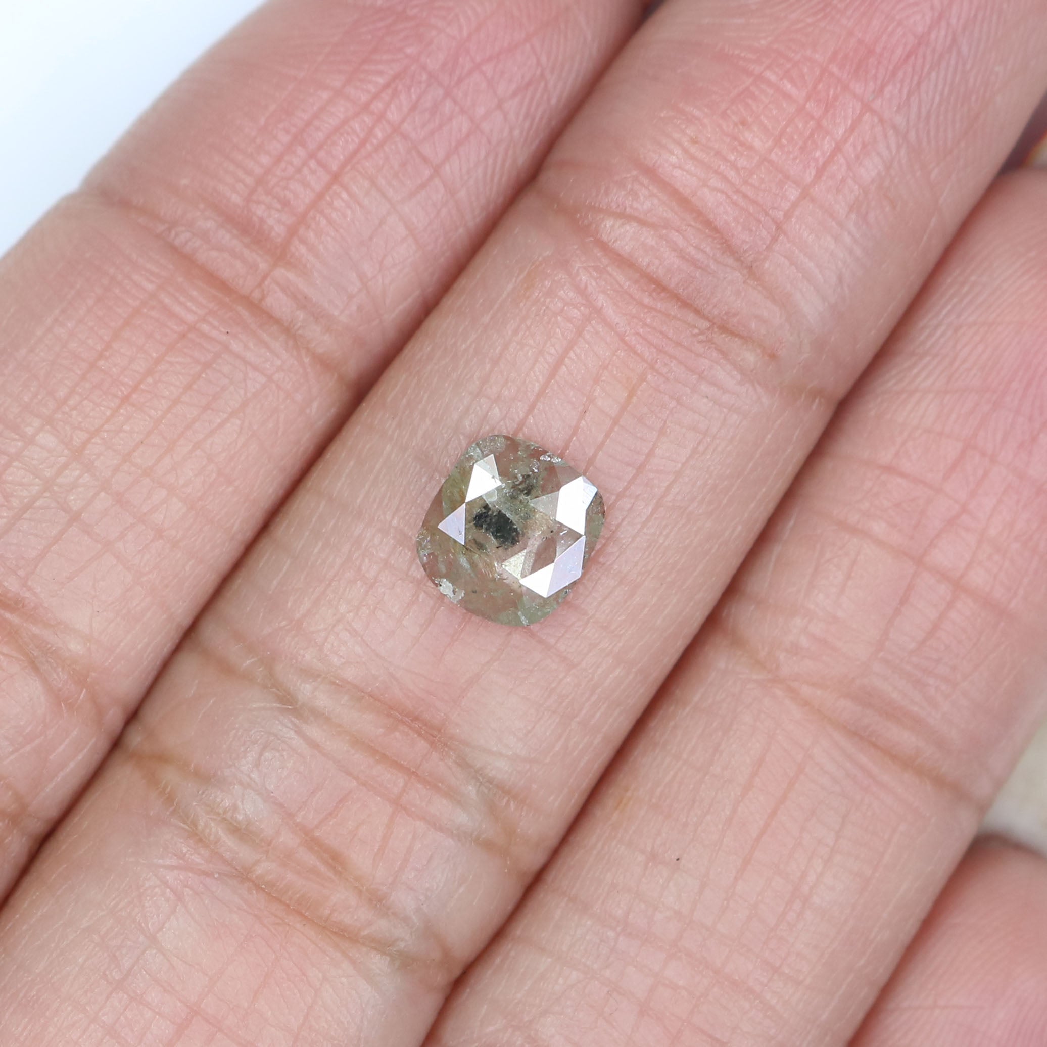 0.71 CT Natural Loose Cushion Shape Diamond Salt And Pepper Cushion Diamond 6.50 MM Natural Black Grey Color Cushion Rose Cut Diamond LQ7008