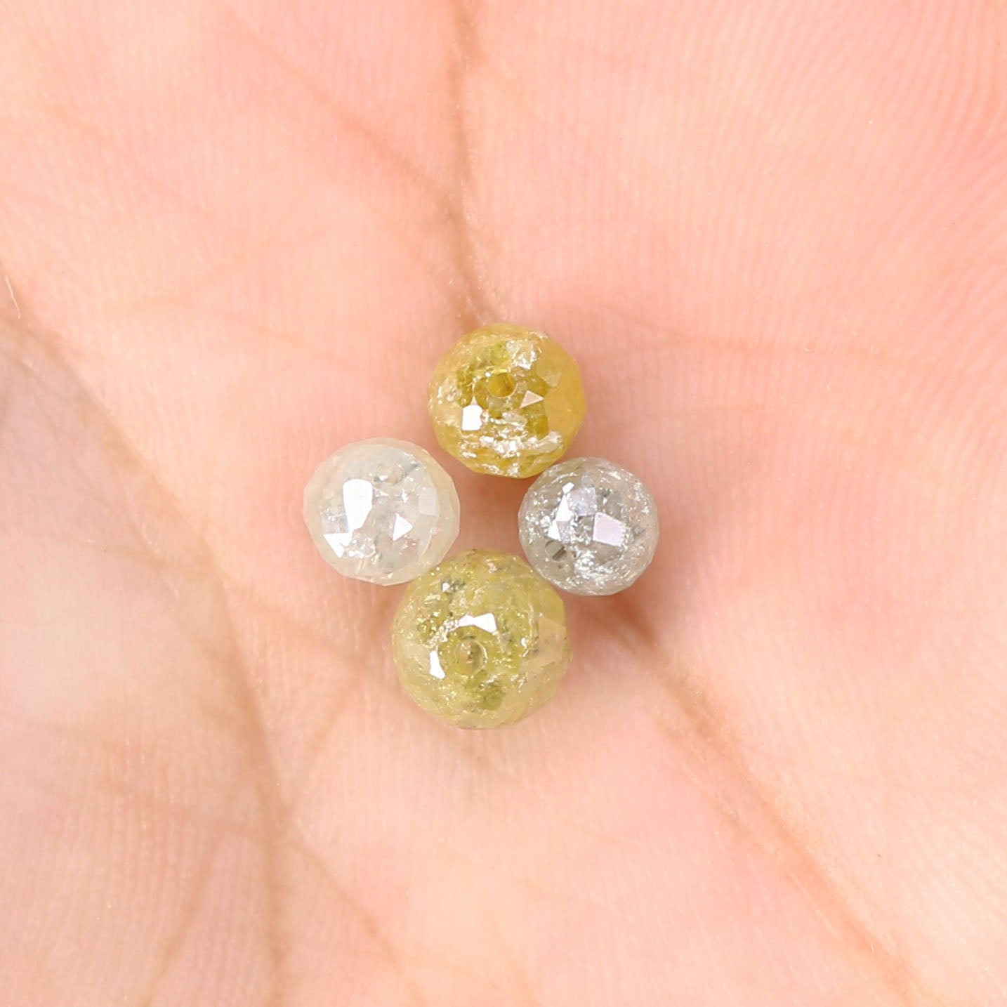 2.31 CT Natural Loose Round Bead Diamond Yellow Color Bead Cut Diamond 3.60 MM Natural Loose Gray Bead Diamond Bead Rose Cut Diamond LQB1807