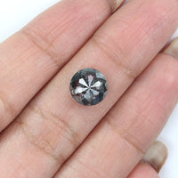Natural Loose Round Rose Cut Salt And Pepper Diamond Black Grey Color 2.32 CT 8.54 MM Rose Cut Shape Diamond KDL2435