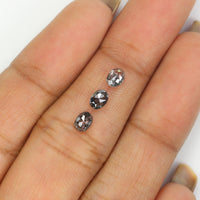 Natural Loose Oval Diamond, Salt And Pepper Oval Diamond, Natural Loose Diamond, Oval Rose Cut Diamond, 0.73 CT Oval Shape Diamond L2776
