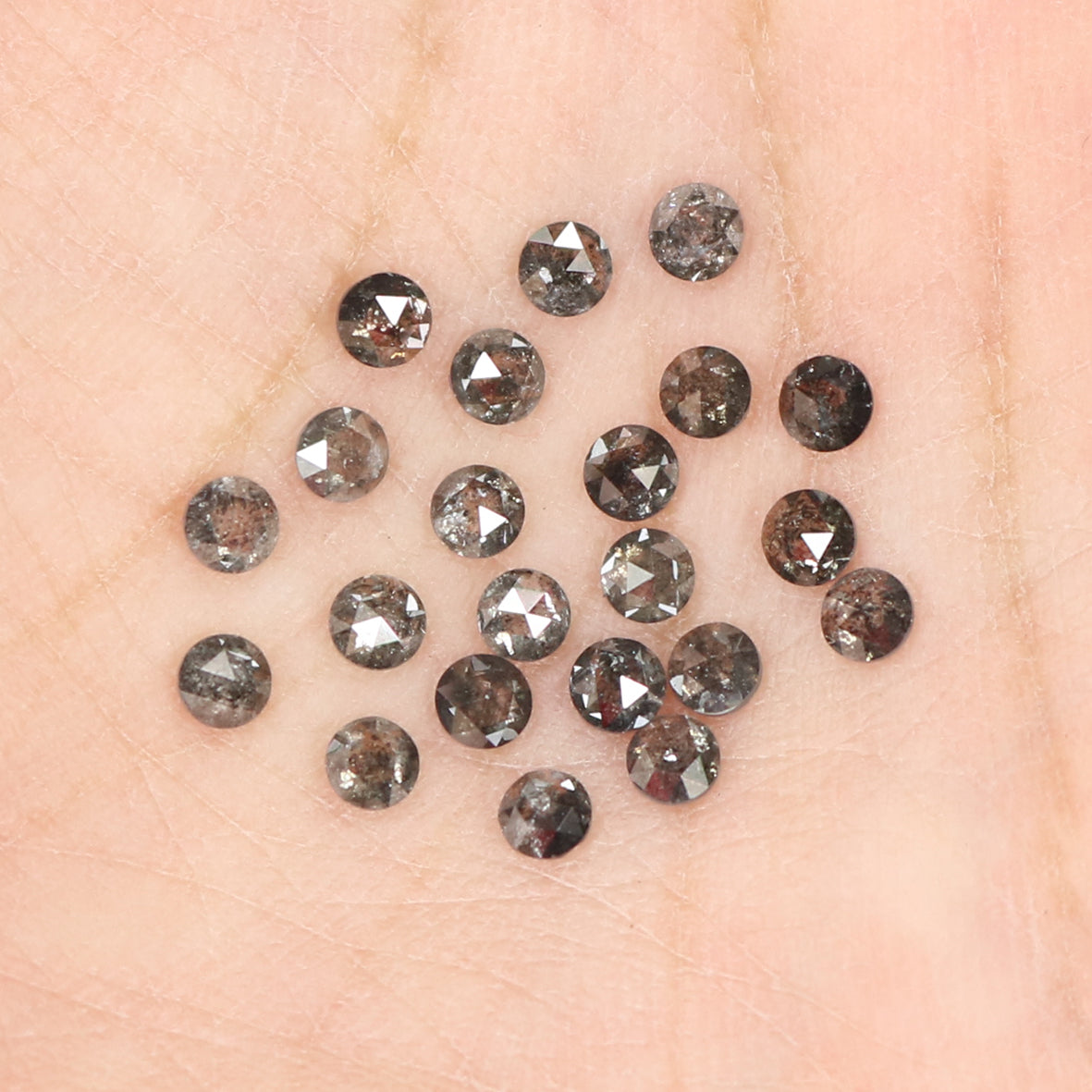 Natural Loose Round Rose Cut Salt And Pepper Diamond Black Grey Color 1.84 CT 2.60 MM Rose Cut Shape Diamond L1821