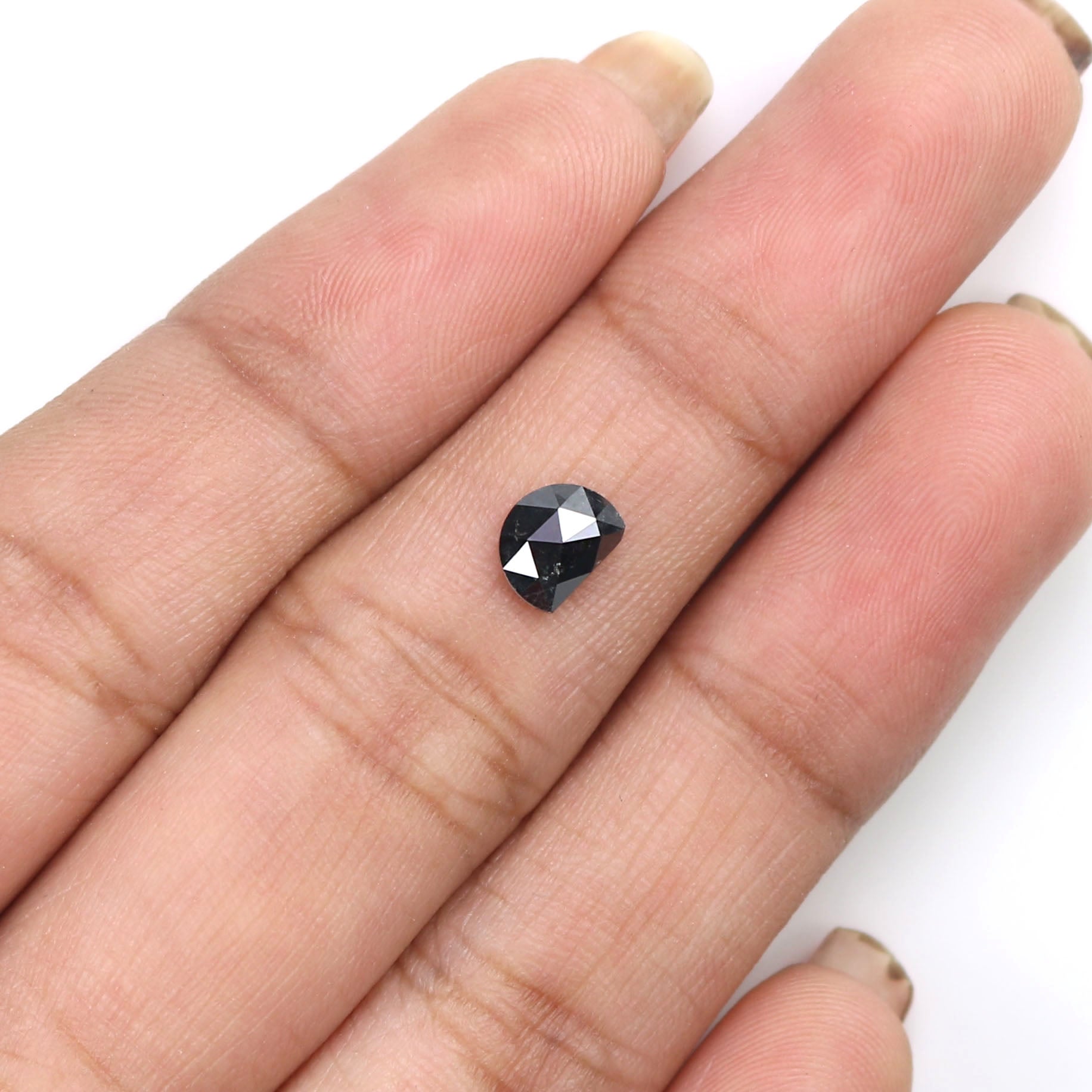 Natural Loose Half Moon Shape Black Color Diamond 0.46 CT 5.95 MM Half Moon Shape Rose Cut Diamond L8892