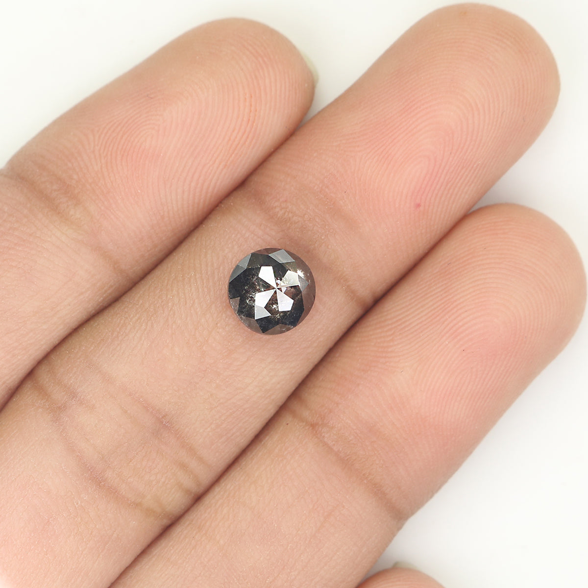 Natural Loose Round Rose Cut Salt And Pepper Diamond Black Grey Color 1.35 CT 6.55 MM Rose Cut Shape Diamond L1203