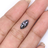 1.16 CT Natural Loose Marquise Shape Diamond Salt And Pepper Marquise Rose Cut Diamond 10.90 MM Black Grey Color Marquise Cut Diamond LQ2167
