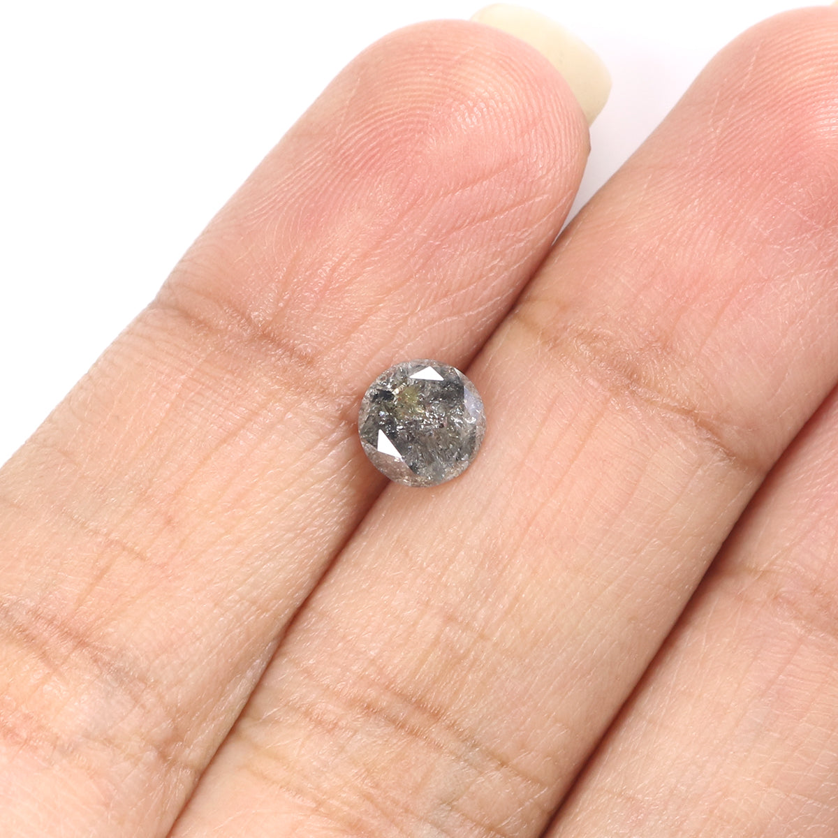 Natural Loose Round Salt And Pepper Diamond Black Grey Color 0.96 CT 6.00 MM Round Brilliant Cut Diamond L2031