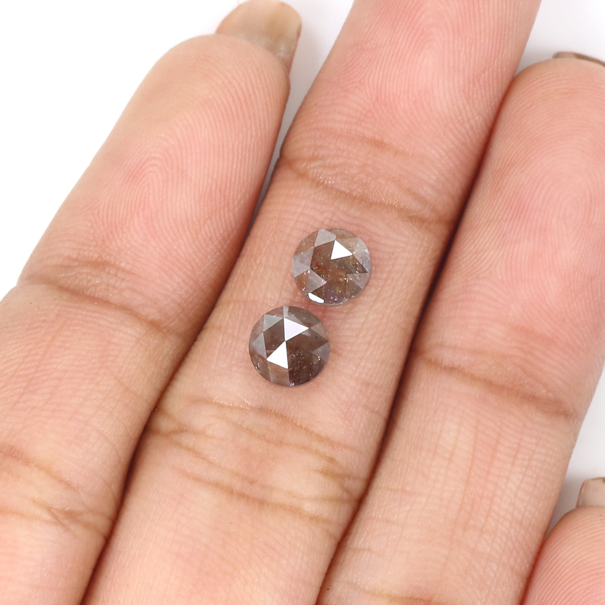 1.51 CT Natural Loose Round Rose Cut Pair Diamond Brown Color Round Shape Diamond 5.40 MM Natural Grey Color Round Rose Cut Diamond LQ7794