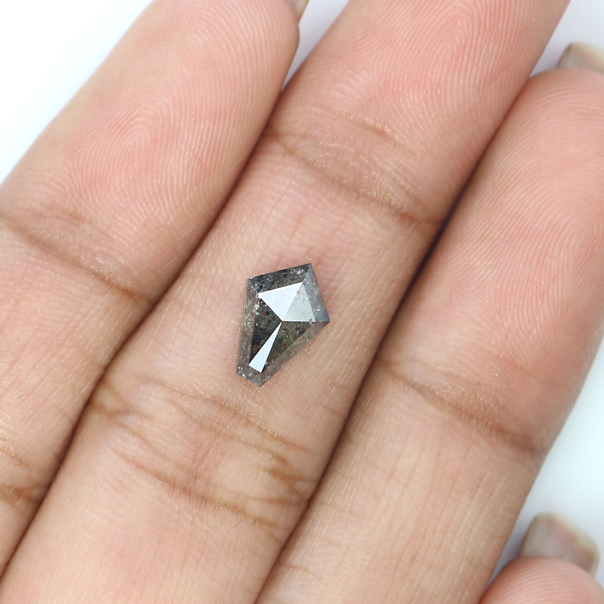 1.09 Ct Natural Loose Shield Shape Diamond Salt And Pepper Shield Cut Diamond 8.50 MM Black Gray Color Shield Shape Rose Cut Diamond LQ7588
