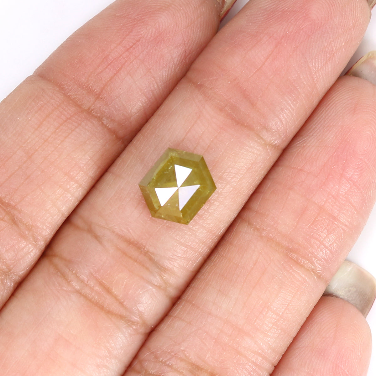 2.77 CT Natural Loose Hexagon Shape Diamond Yellow Color Hexagon Cut Diamond 8.95 MM Natural Loose Hexagon Shape Rose Cut Diamond LQ2090