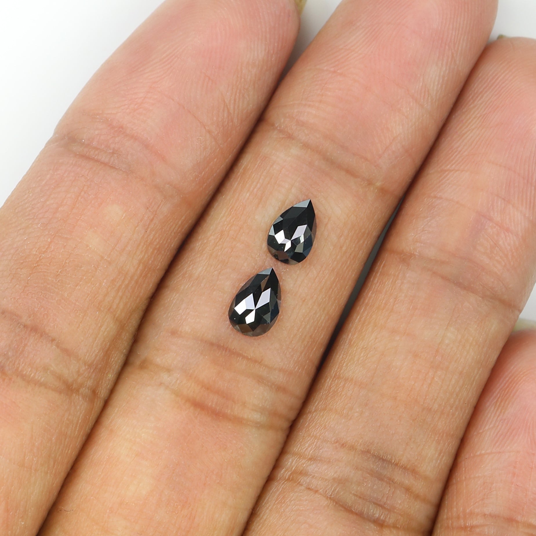 0.69 CT Natural Loose Pear Cut Pair Diamond Black Color Pear Shape Diamond 6.30 MM Natural Loose Black Diamond Pear Rose Cut Diamond KQ2636